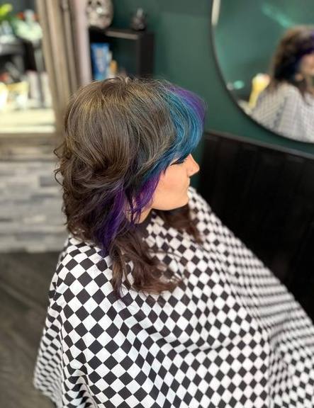 Vivid blue to teal ombre colour
