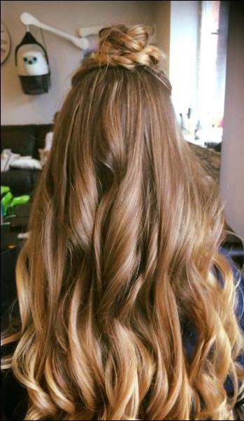 Pink and blonde highlights with curls