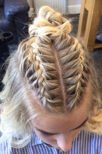 Double dutch braid updo styling