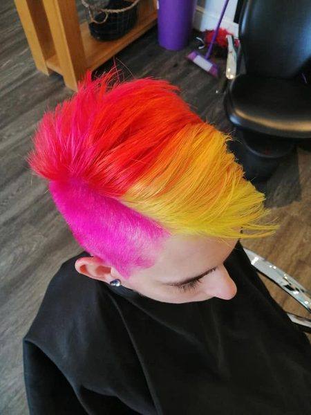 Vivid fire mohawk pink orange yellow