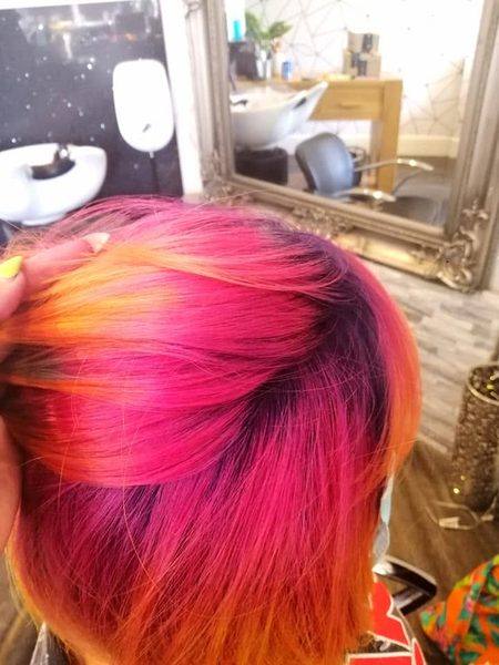 Vivid sunset pink magenta orange short colour