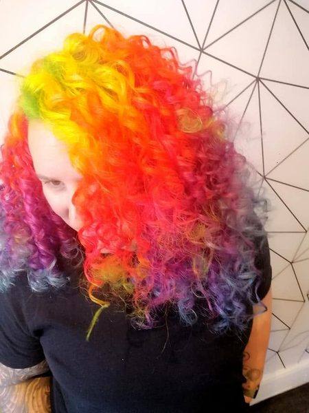 Full rainbow curly vivid colour
