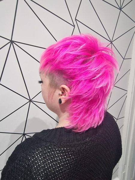 Vivid hot pink undercut alternative short style